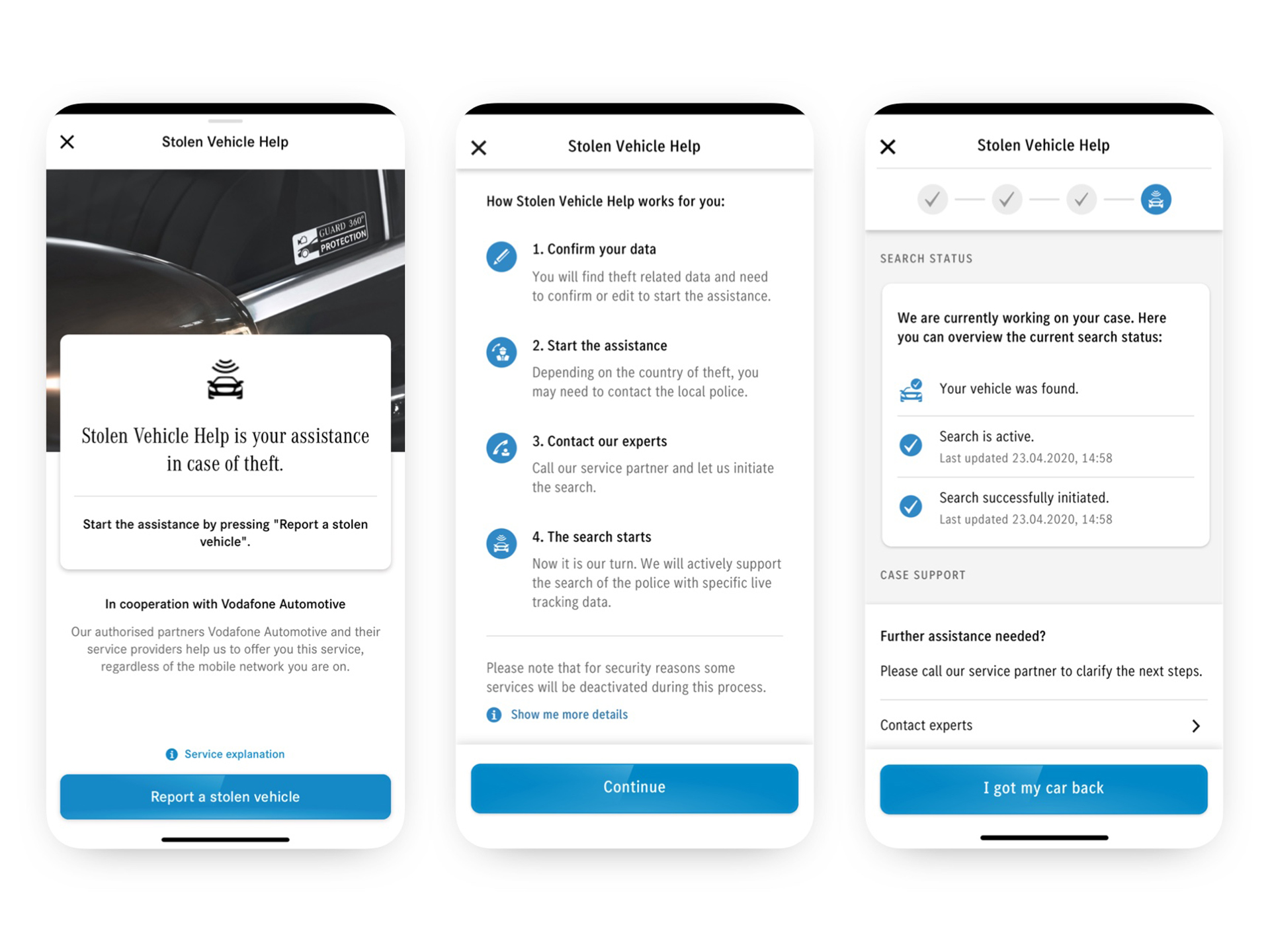 Asistencia en caso de robo del vehículo | Seguridad | Mercedes-Benz Asistencia en caso de robo del vehículo de Mercedes-Benz.