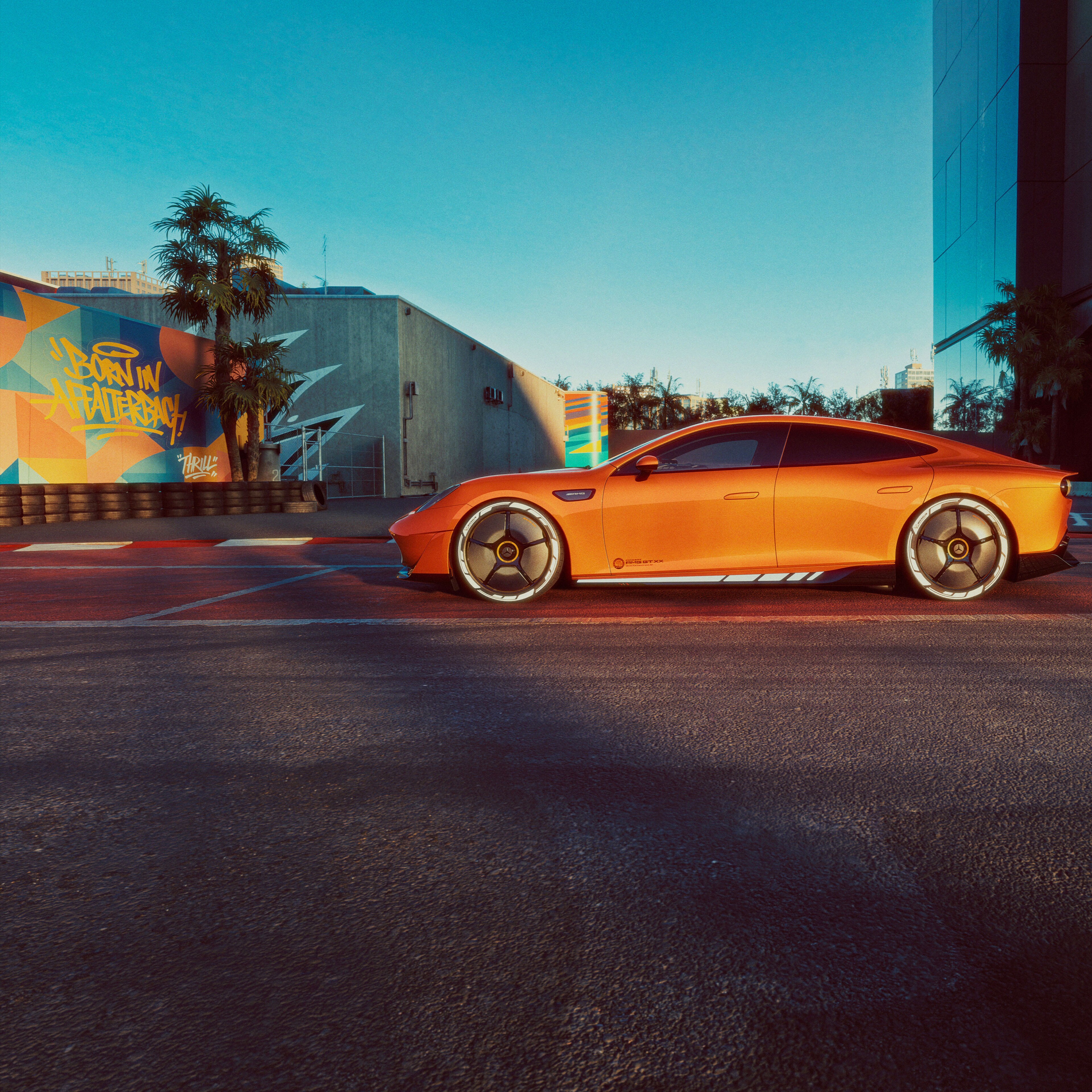 visual lateral de un AMG en color naranja