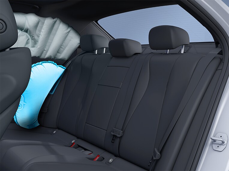 Ilustración mostrando los airbags laterales en la parte trasera.