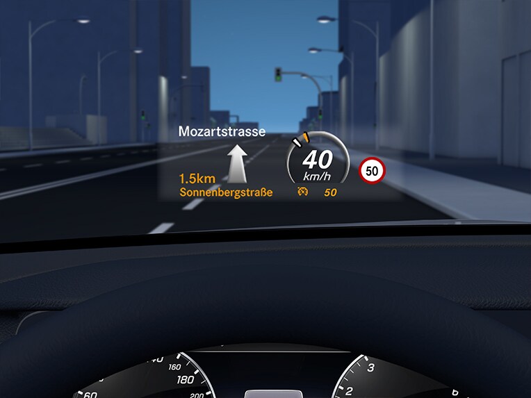 El Head-up Display en el Mercedes-AMG GT Coupé.