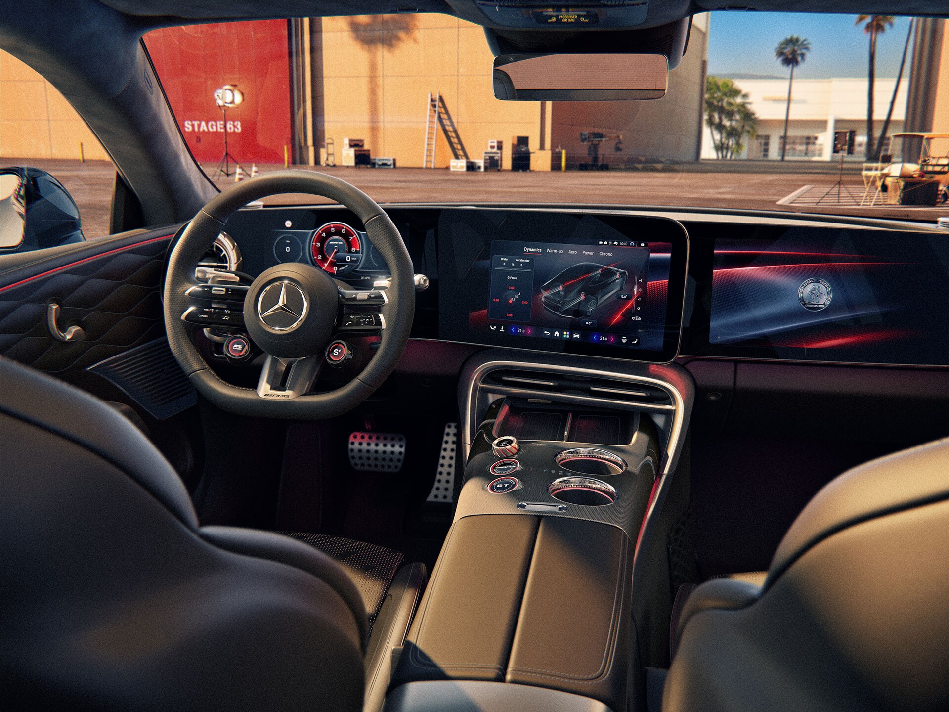 El puesto de conducción enfocado en el conductor en el Mercedes-AMG GT 53 Coupé completamente nuevo.