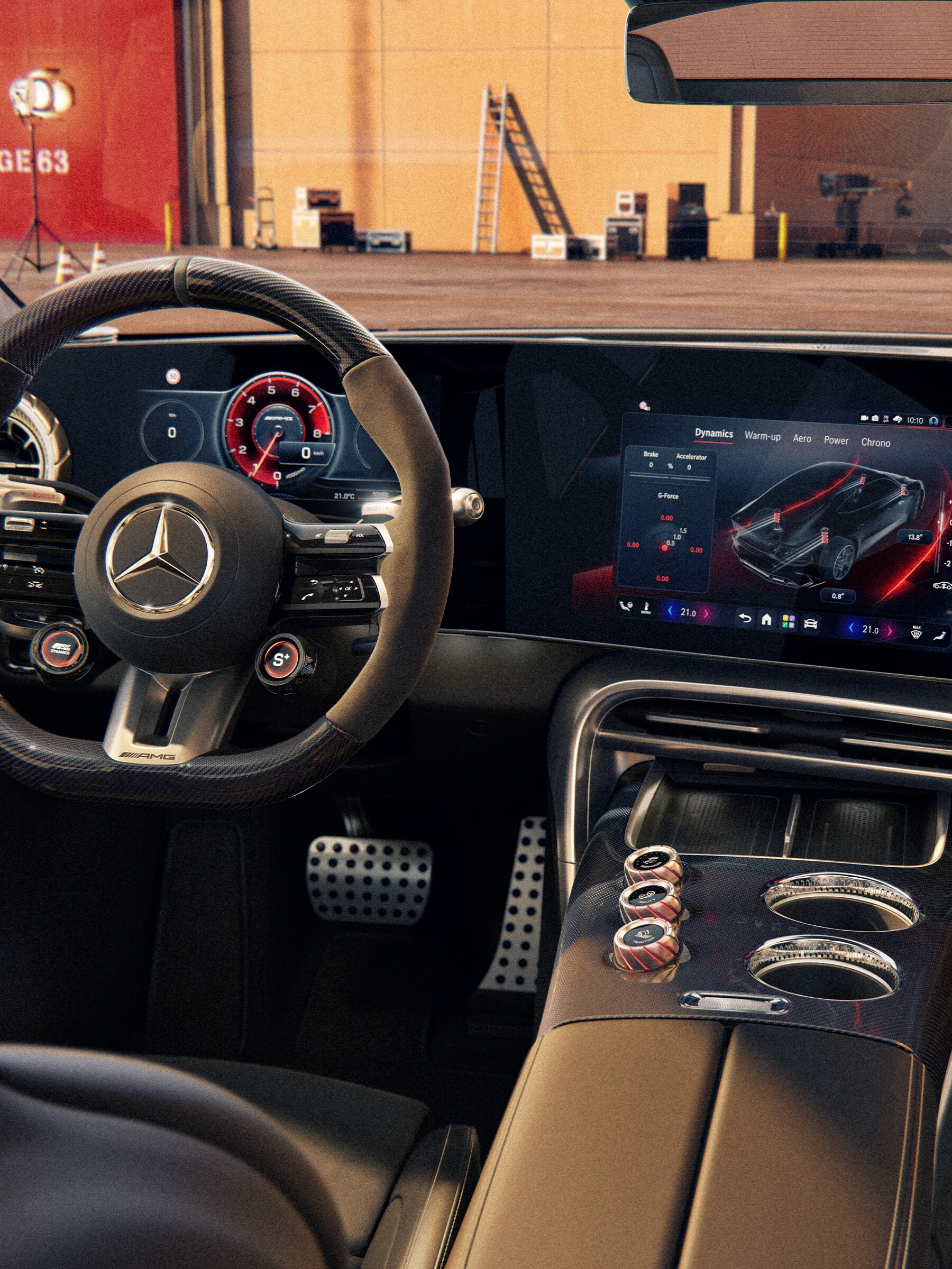 El puesto de conducción orientado al conductor en el nuevo GT Coupé de 4 puertas de Mercedes-AMG.