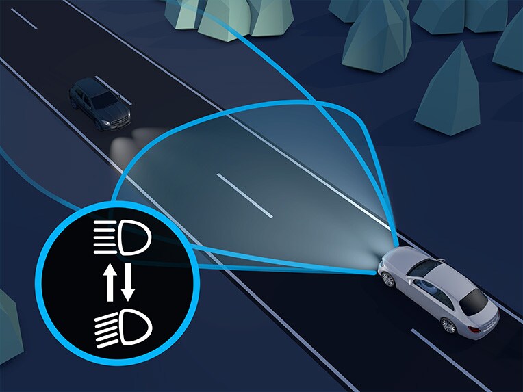 Ilustración de las luces de carretera automáticas en el Mercedes-Benz Clase C Estate.