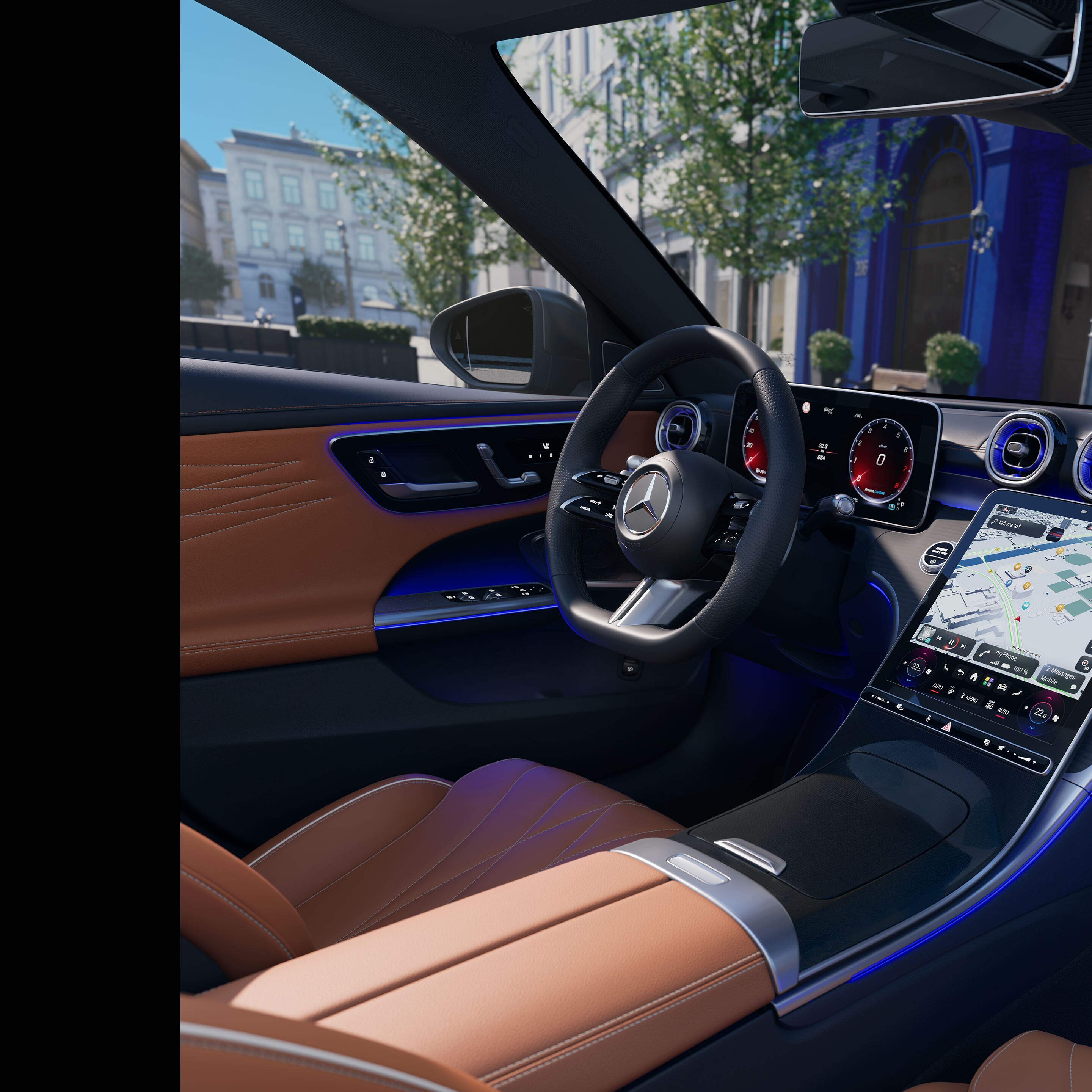 El interior del nuevo Clase C Berlina de Mercedes-Benz.