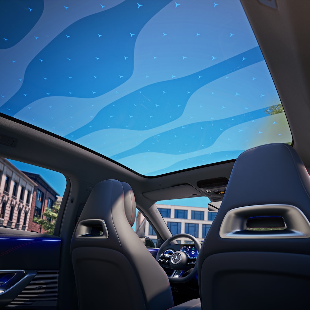 El techo panorámico del nuevo Clase C eléctrico de Mercedes-Benz.
