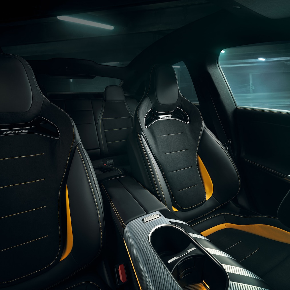 Los asientos AMG Performance del nuevo Mercedes-AMG CLA 45 4MATIC+ eléctrico.