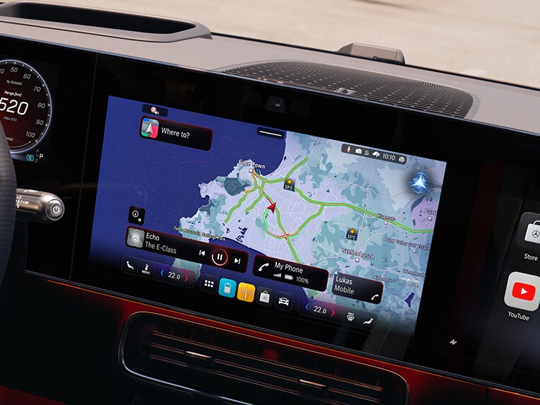 El nuevo Mercedes-Benz CLA totalmente eléctrico con navegación con Electric Intelligence.