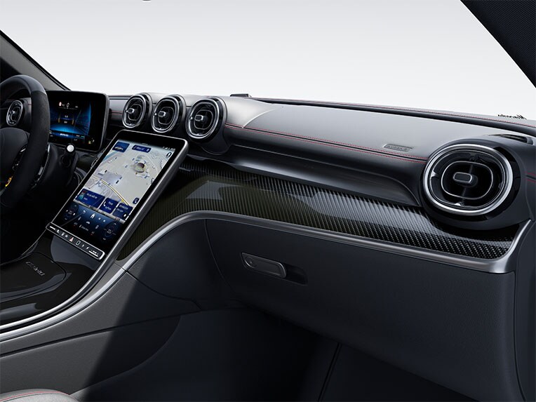 El elemento decorativo AMG en fibra de carbono del nuevo Mercedes-AMG CLE Coupé.