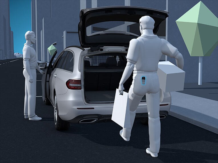 Una ilustración del funcionamiento del paquete de confort Plus en el Mercedes-Benz CLE Coupé.