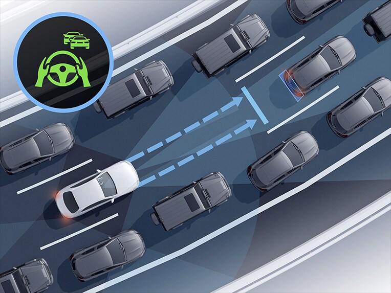 El asistente activo de dirección en el EQA de Mercedes-Benz