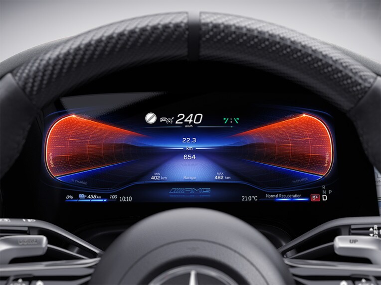 Una ilustración del paquete AMG DYNAMIC PLUS en el Mercedes-AMG EQE Berlina.