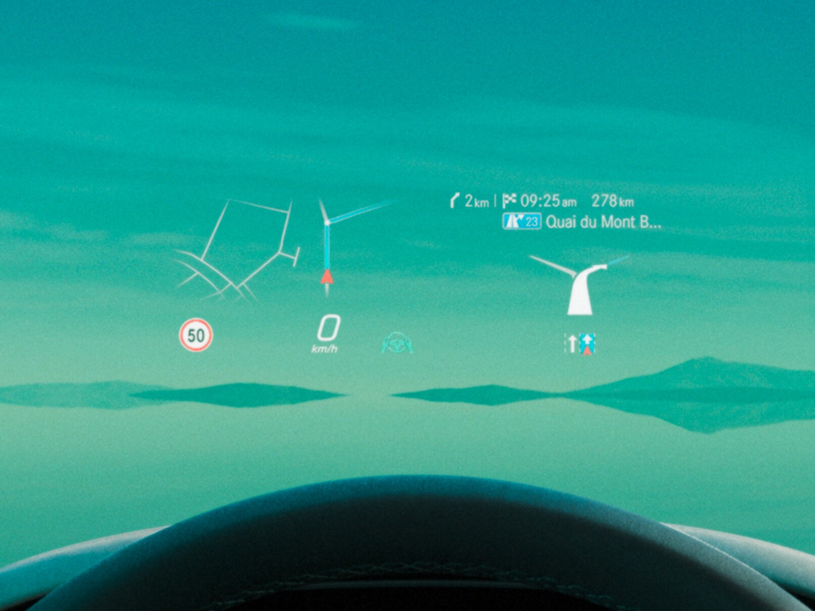 El display Head-up en el EQE Berlina de Mercedes-Benz.