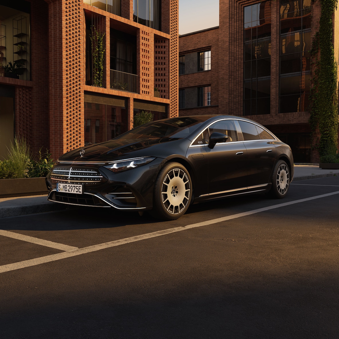 El exterior del nuevo EQS totalmente eléctrico de Mercedes-Benz.