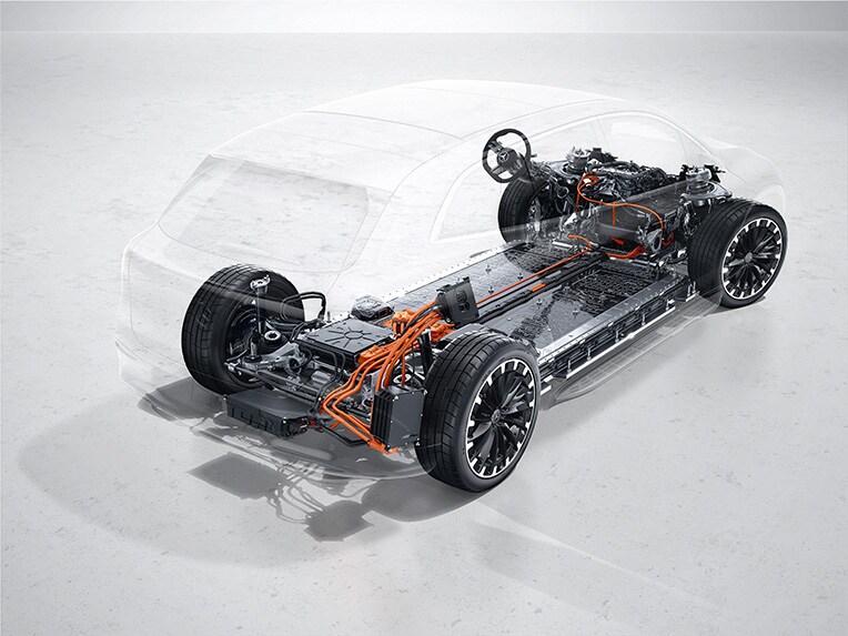 Ilustración de elementos técnicos del EQS SUV de Mercedes-Benz.
