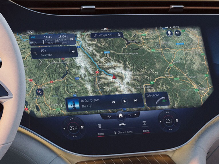 Navegación con Electric Intelligence para el EQS Berlina.