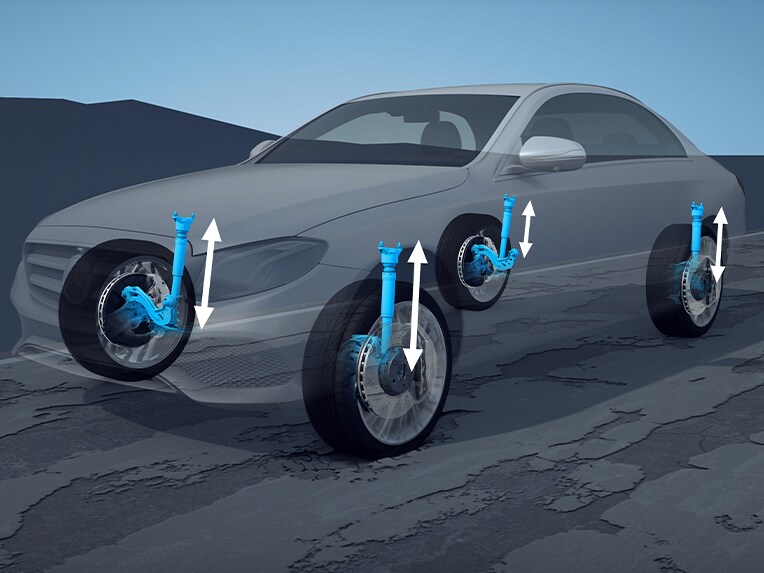 La suspensión neumática AIRMATIC del EQS de Mercedes-Benz.