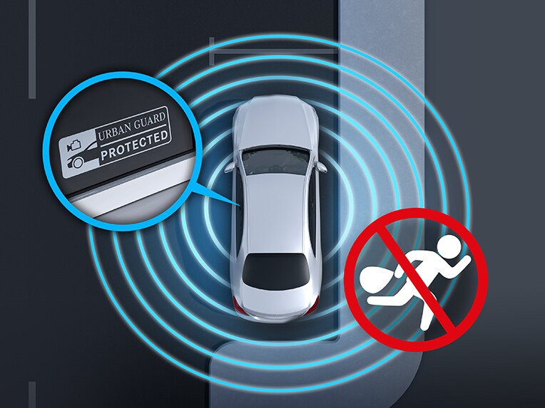 Representación gráfica de Guard vehicle en el EQS Berlina de Mercedes-Benz.