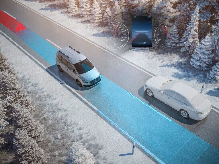 Detector activo de cambio de carril del Mercedes-Benz EQT.