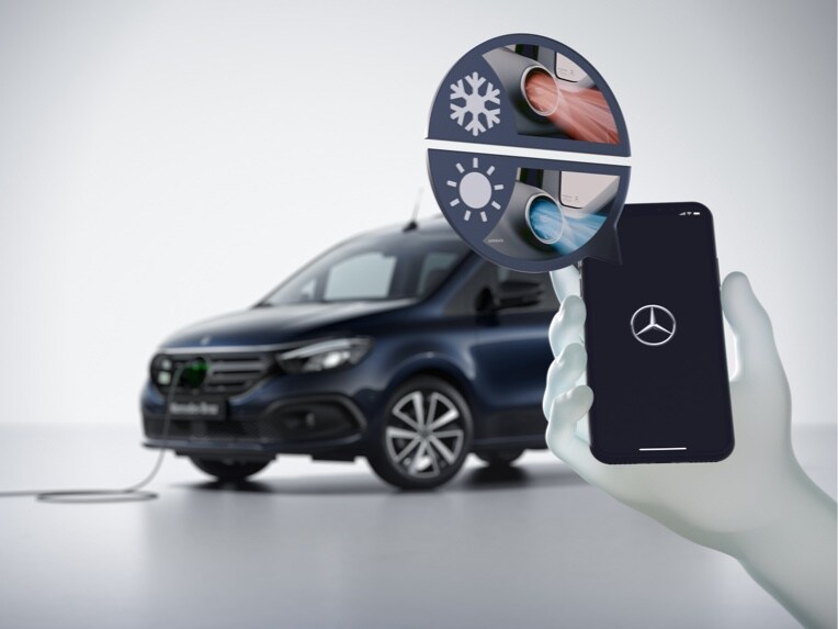 Funcionamiento de la preclimatización en el Mercedes-Benz EQT.