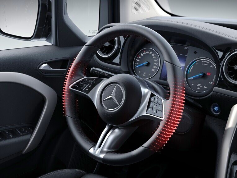La calefacción del volante del Mercedes-Benz EQT.