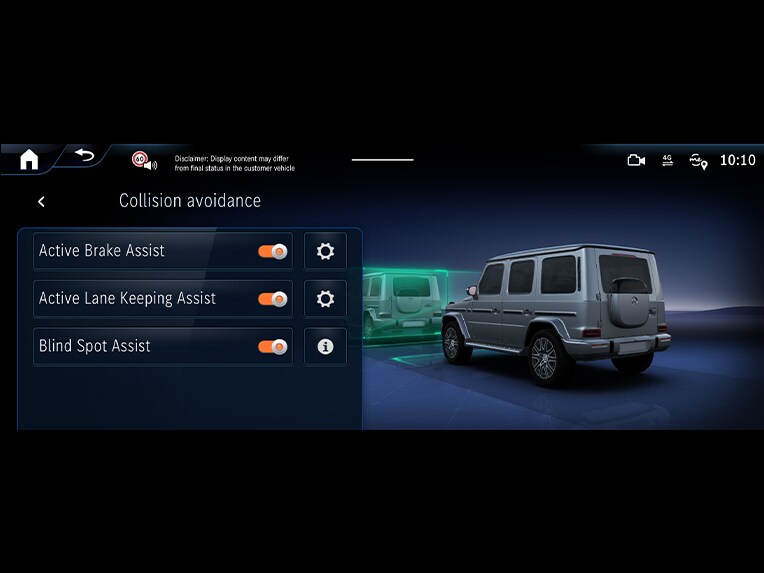 El asistente de frenado activo en el Clase G totalmente eléctrico de Mercedes-Benz.