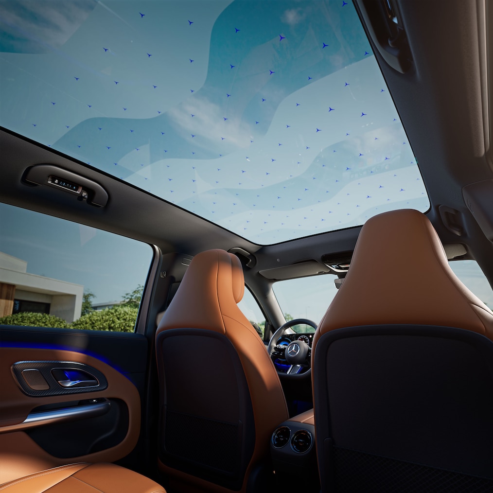 El techo panorámico SKY CONTROL del nuevo GLB eléctrico.