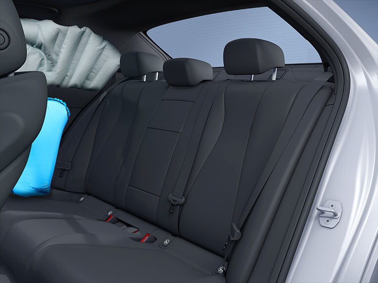Ilustración de los airbags laterales en la parte trasera del Mercedes-Benz GLB.