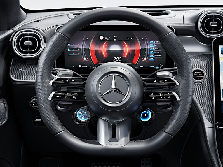 El volante AMG Performance en napa del Mercedes-AMG GLC Coupé.