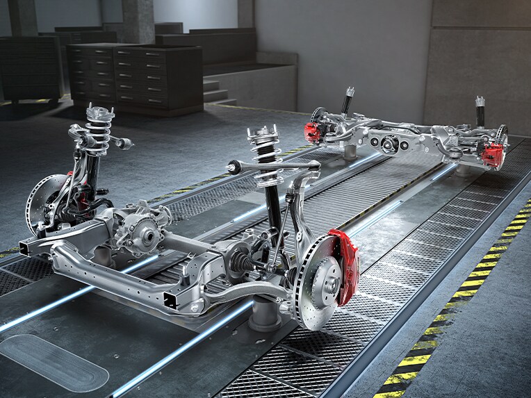Estabilización del balanceo AMG ACTIVE RIDE CONTROL del Mercedes-AMG GLC Coupé.