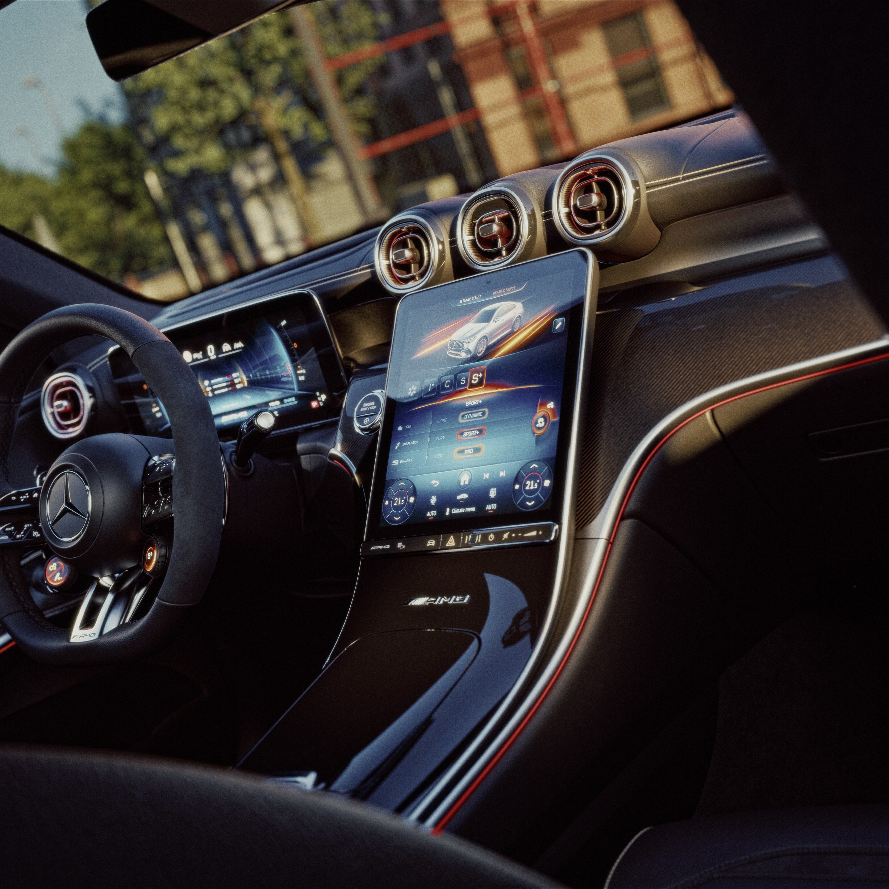 El interior del nuevo Mercedes-AMG GLC Coupé.