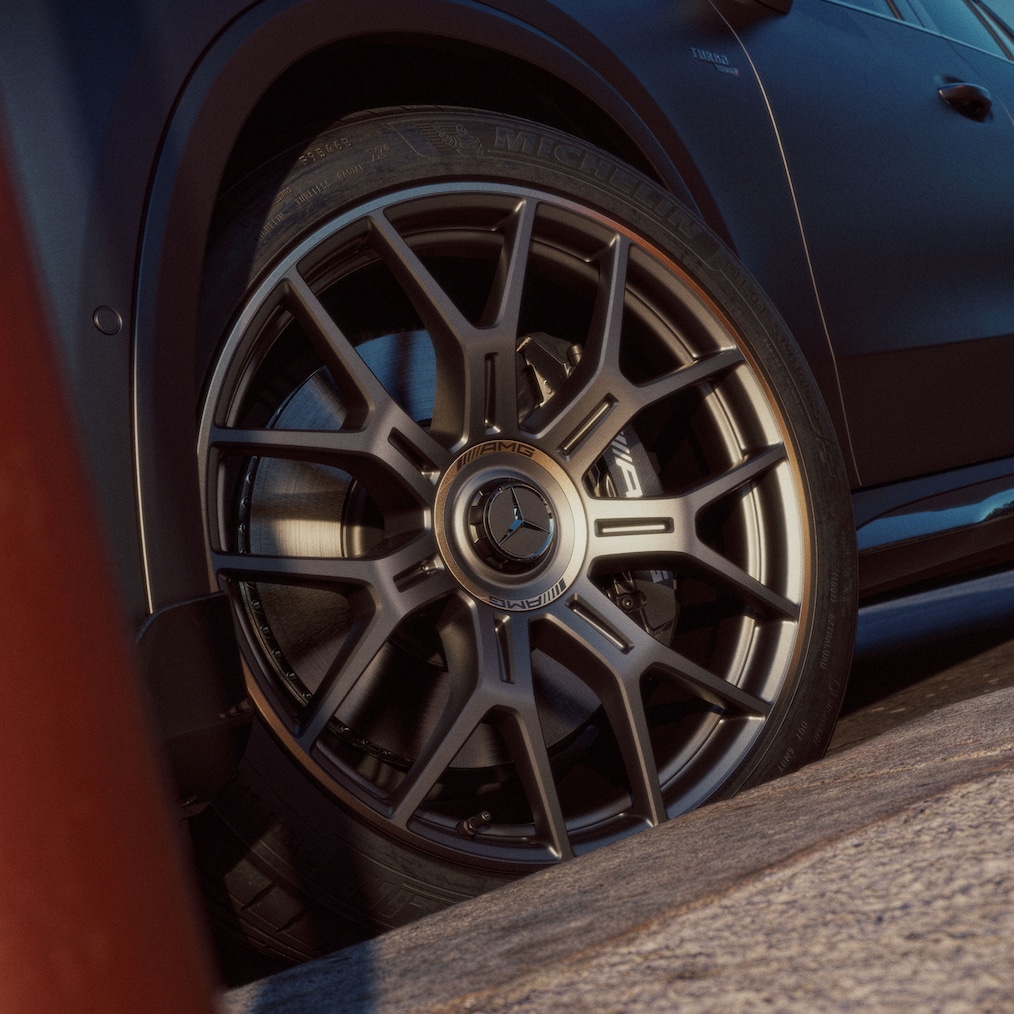 Las llantas forjadas de 21 pulgadas del nuevo Mercedes-AMG GLC Coupé.