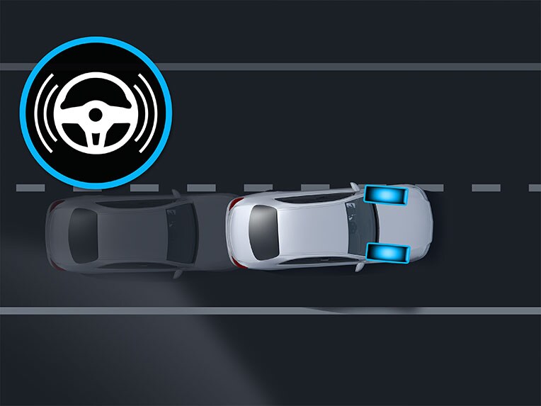 Cómo funciona el detector activo de cambio de carril en el Mercedes-Benz GLC Coupé.
