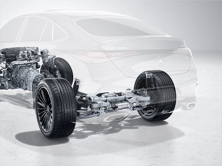 La dirección del eje trasero del Mercedes-Benz GLC Coupé.