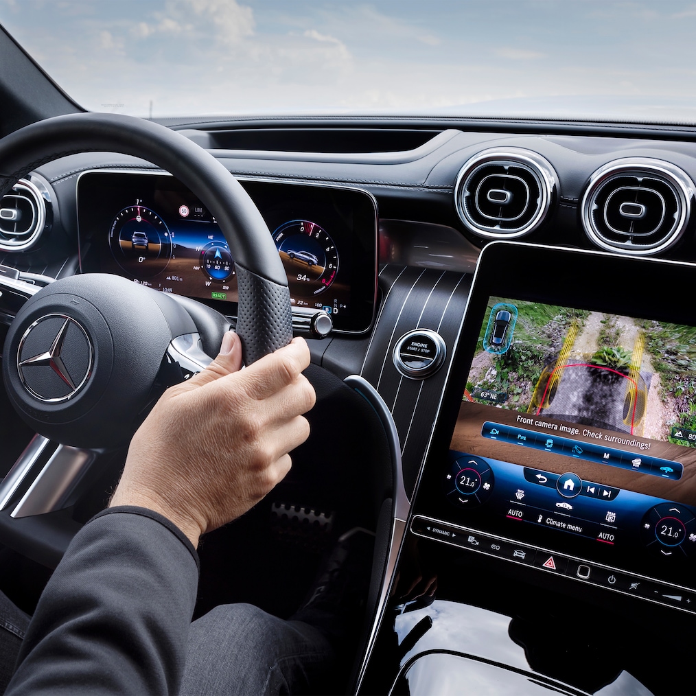 Primer plano de la pantalla MBUX