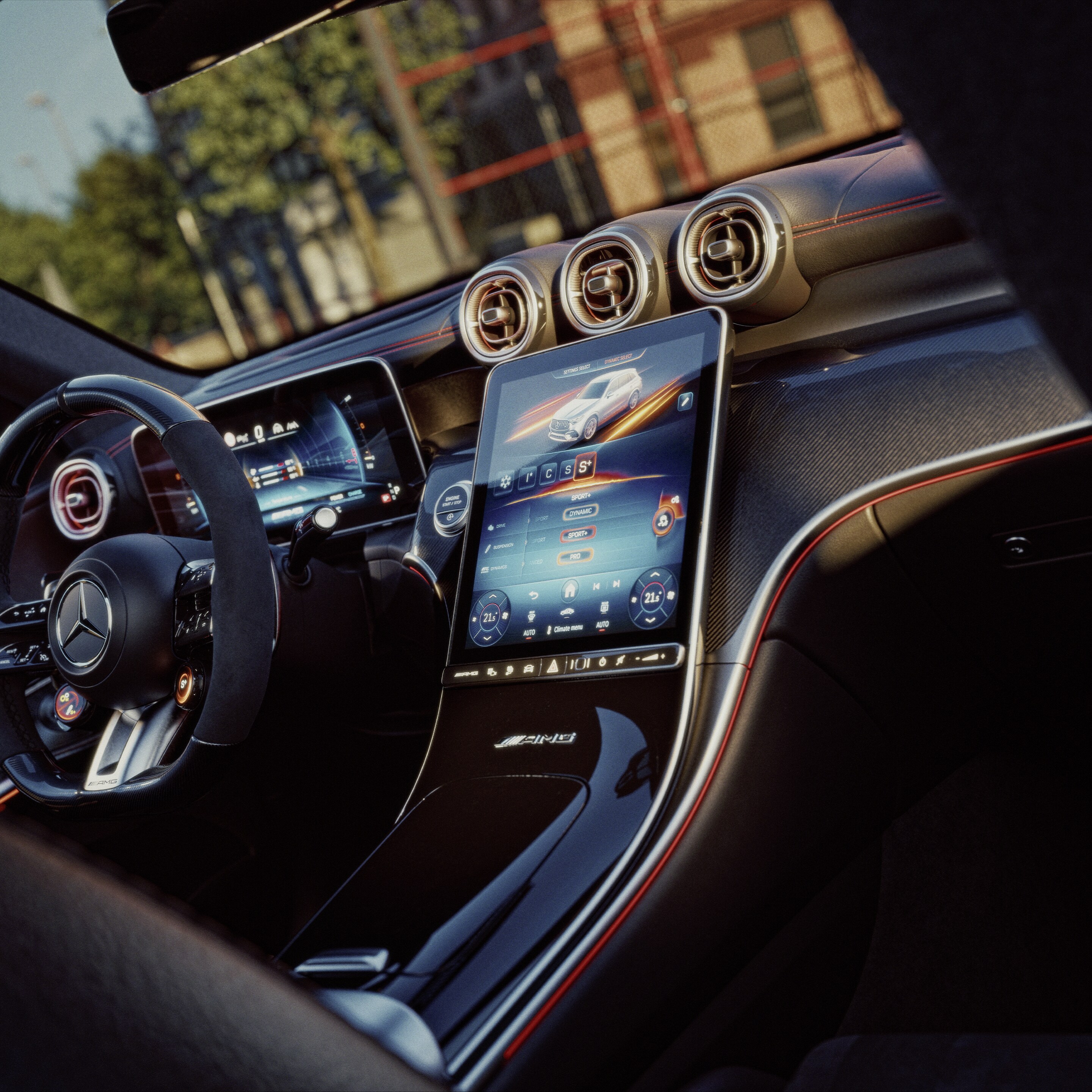 El interior del nuevo Mercedes-AMG GLC SUV.