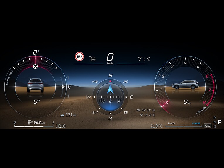 Una representación gráfica del puesto de conducción Offroad en el nuevo GLC de Mercedes-Benz.