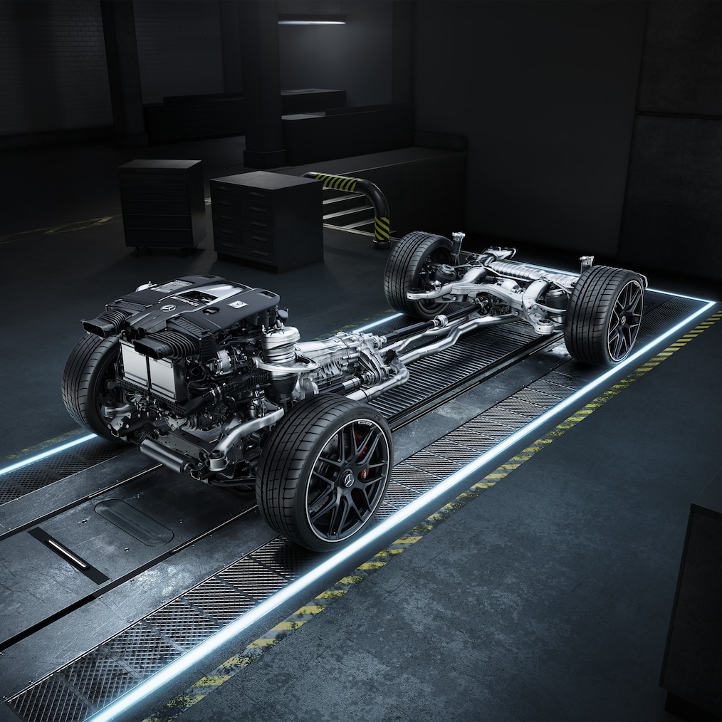 Vista dinámica de un Mercedes-AMG GLE Coupé (plano de conducción).