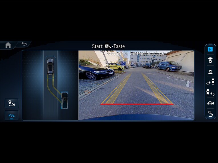 Imagen de la cámara de 360° en el visualizador de medios del Mercedes-Benz GLE Coupé.