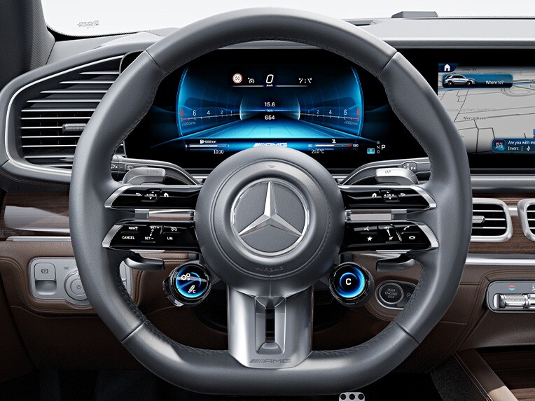 El volante AMG Performance en napa del GLS 63 4MATIC+ de Mercedes-AMG.
