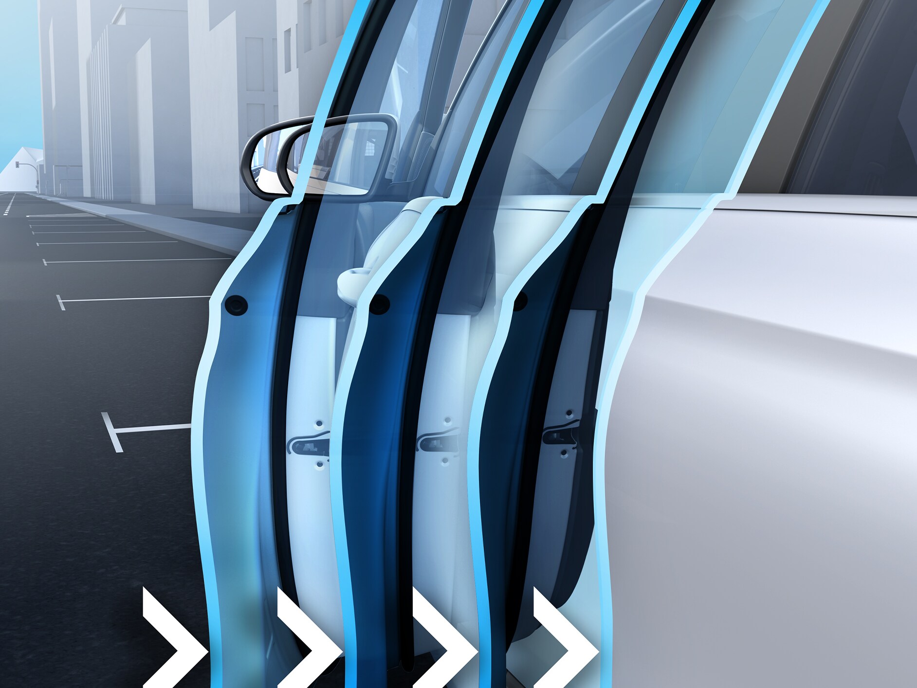 Ilustración del servocierre del GLS de Mercedes-Benz.
