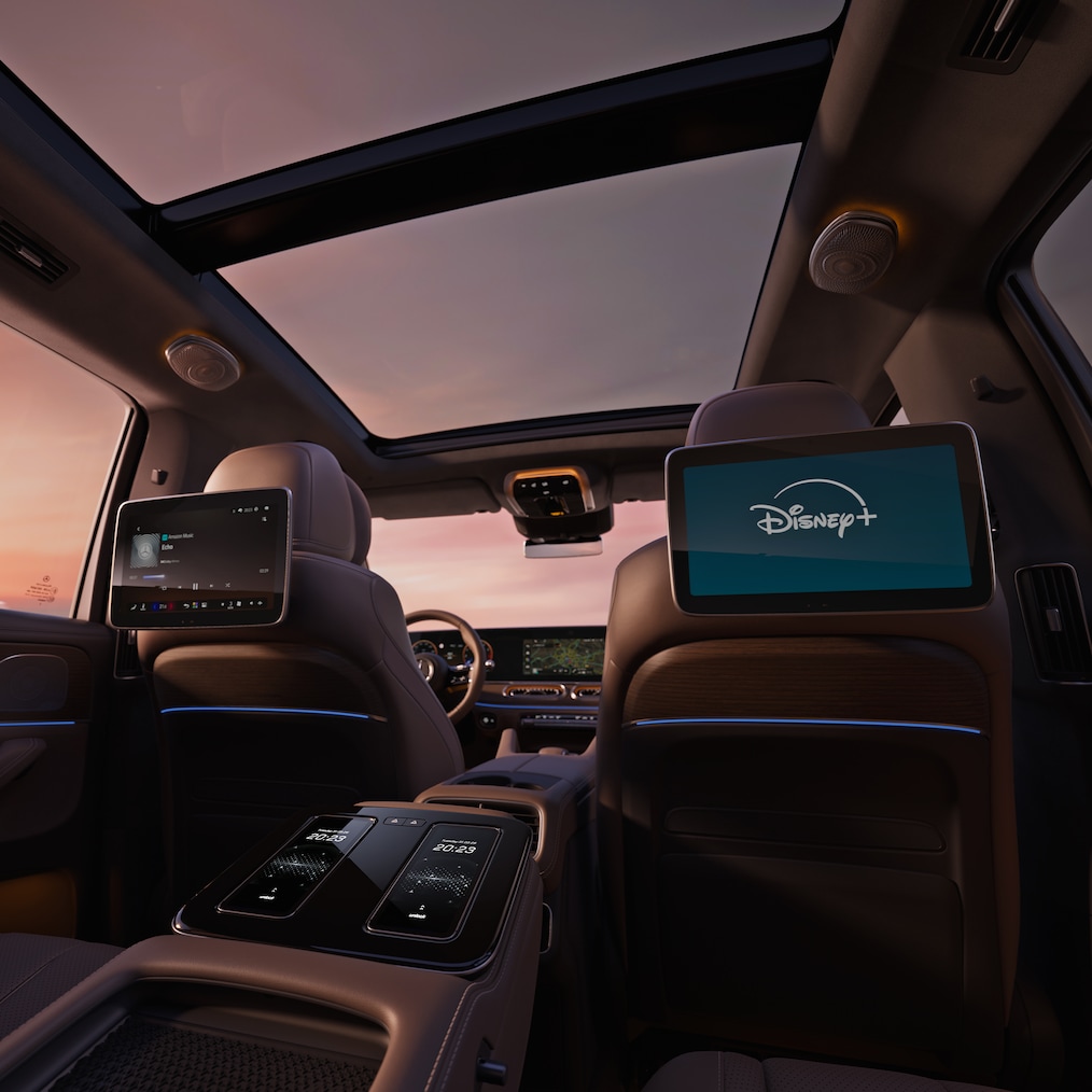 Sistema de entretenimiento trasero MBUX High-End del nuevo GLS de Mercedes-Benz.