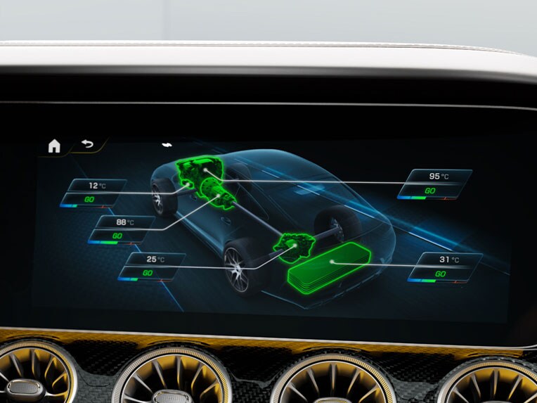 El visualizador multimedia en un vehículo Mercedes-AMG.