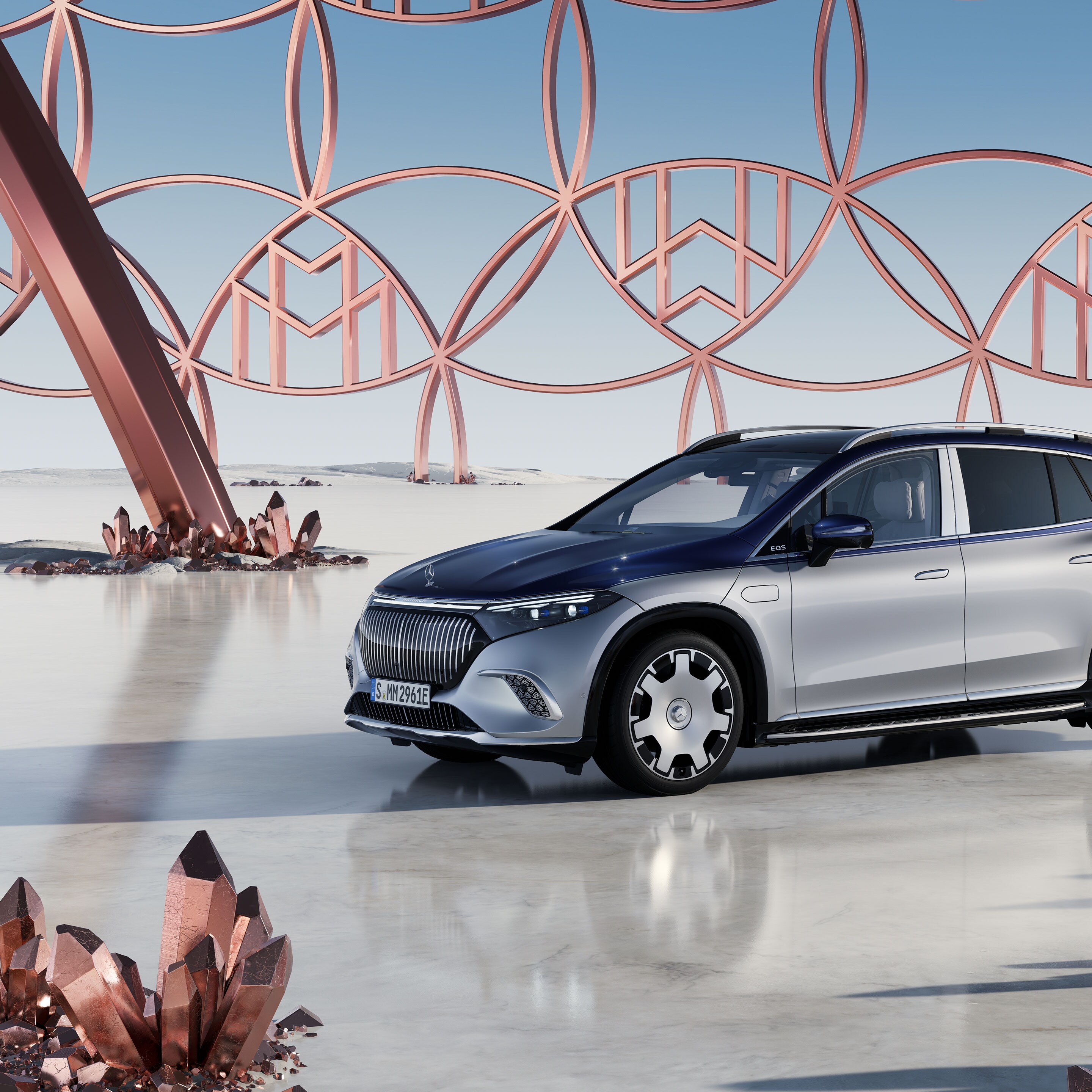 Vista lateral del Mercedes-Maybach EQS SUV-Tourer.