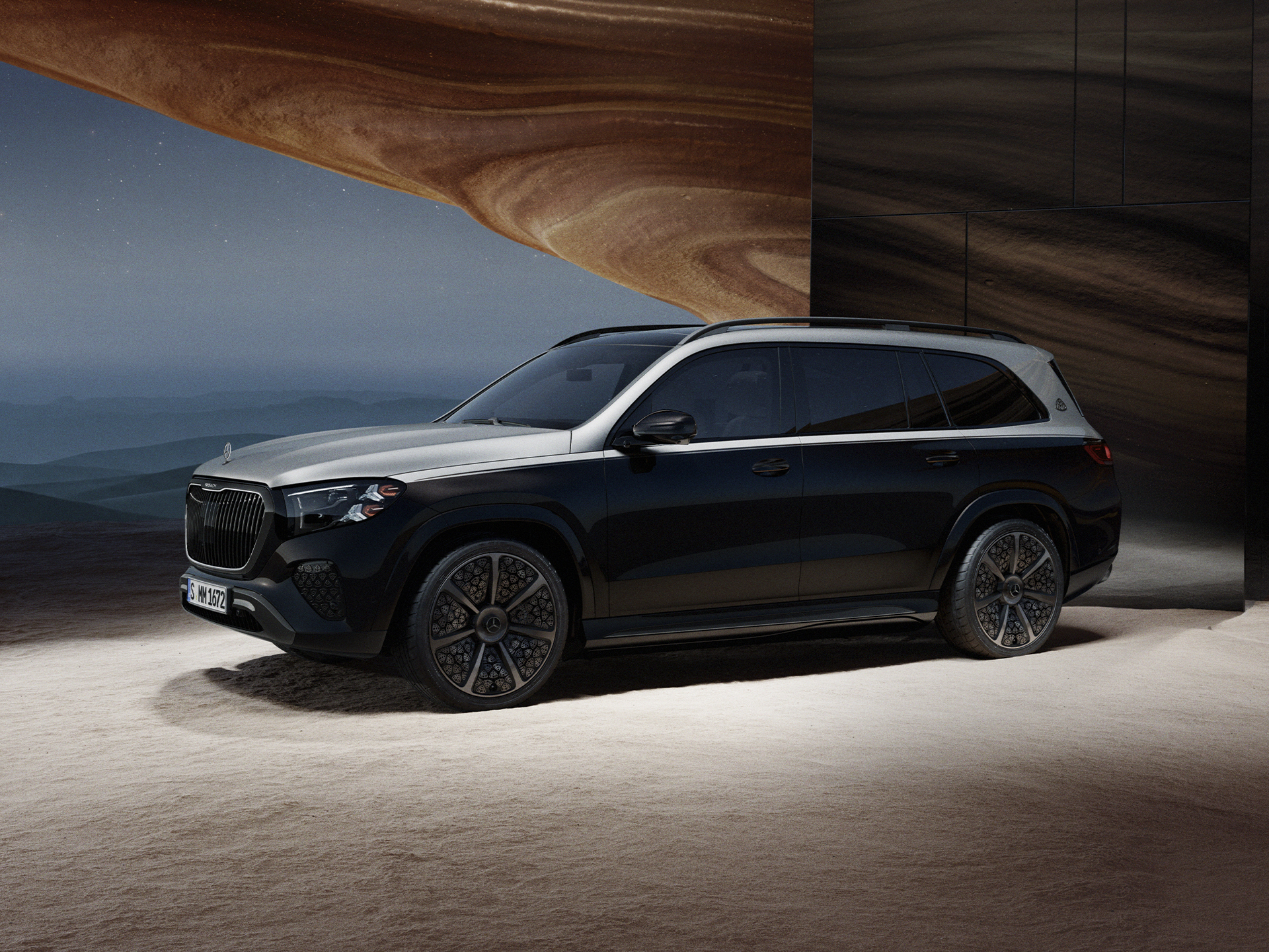 GLS Night Series | Marca | Mercedes-Maybach Vista frontal del Mercedes-Maybach GLS Night Series.
