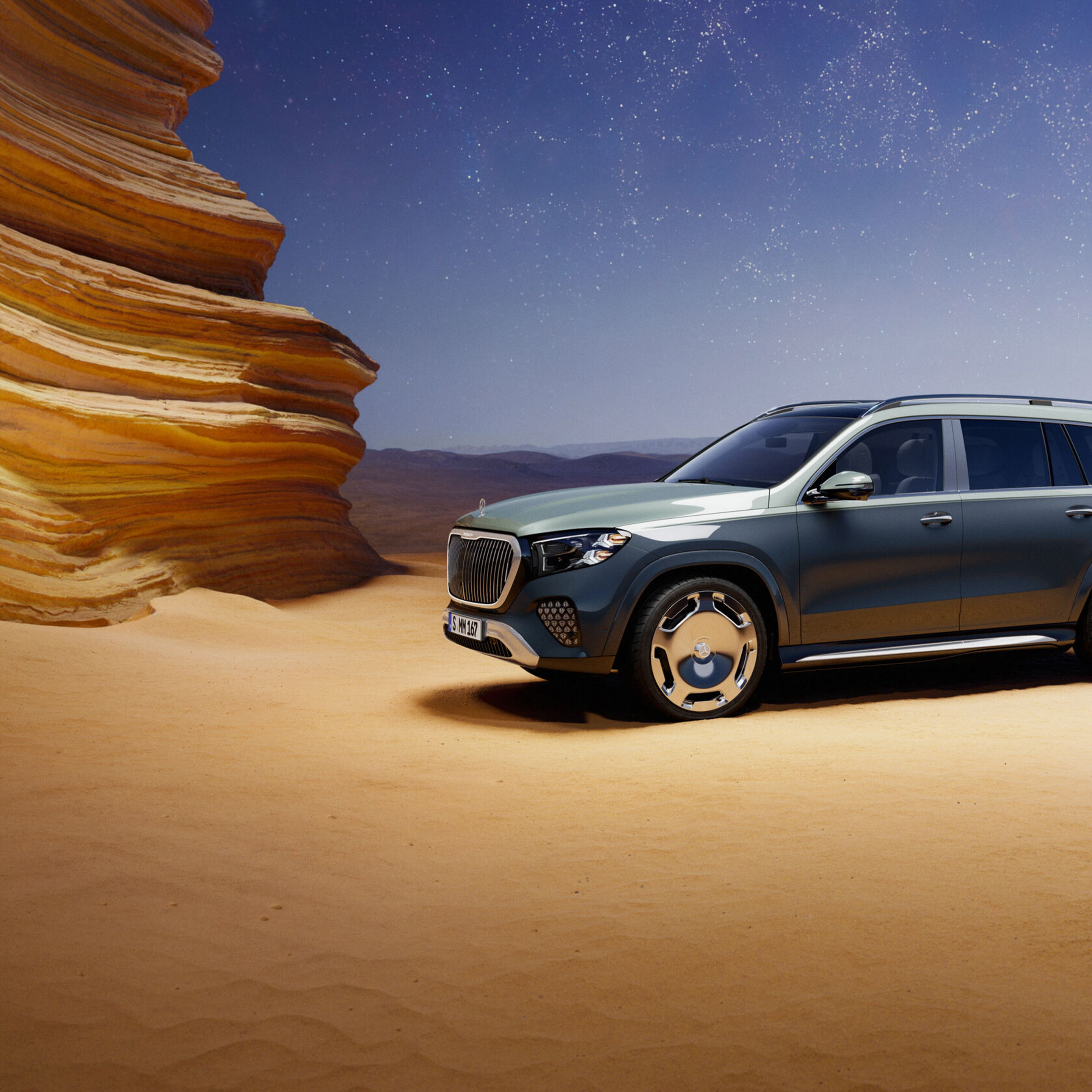 Vista frontal del Mercedes-Maybach GLS SUV.