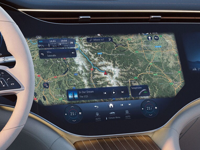 Una ilustración del visualizador de estaciones de carga del Mercedes-Maybach EQS SUV.