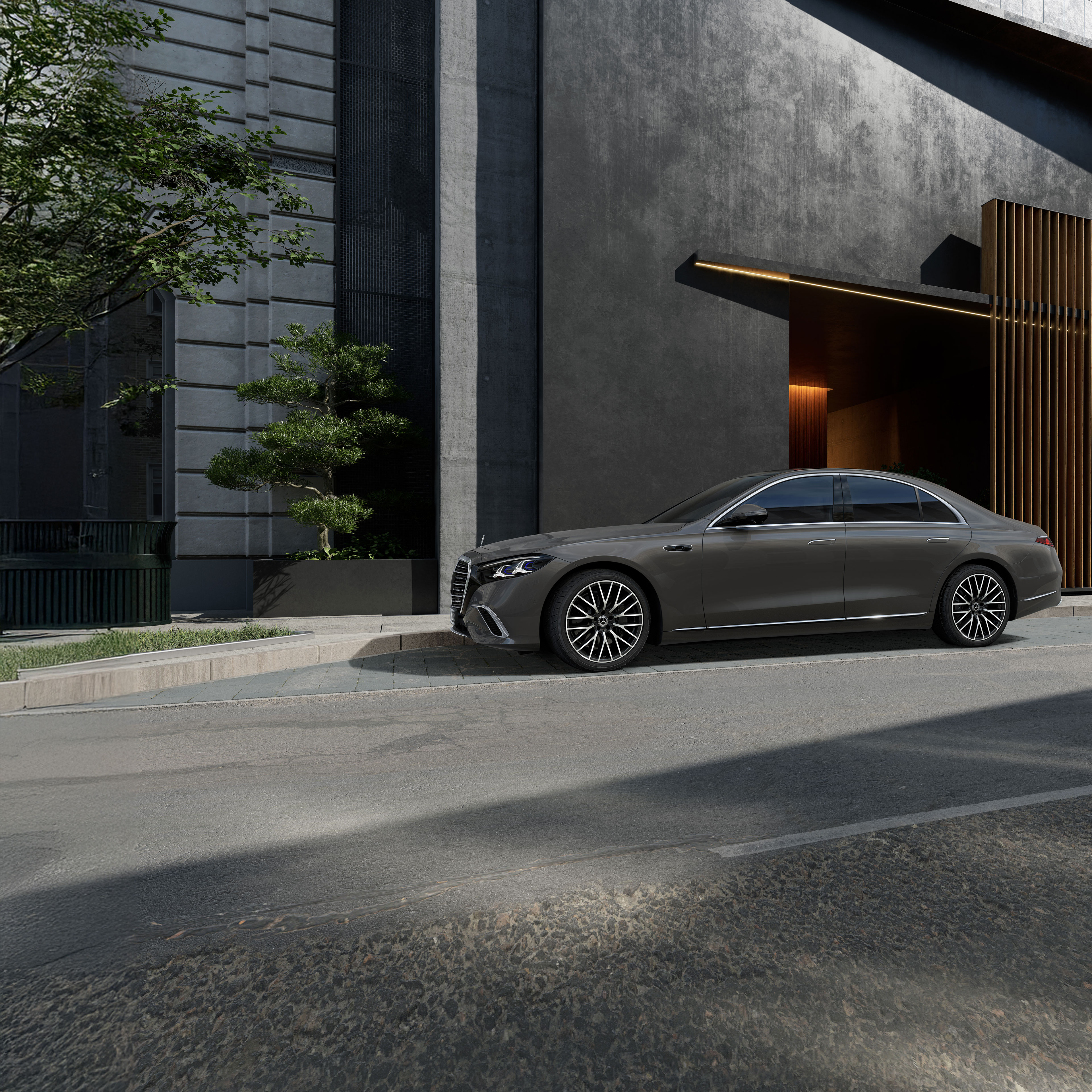 Clase S Berlina | Mercedes-Benz El nuevo Clase S Berlina de Mercedes-Benz en una vista lateral en primer plano.