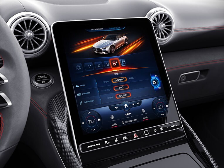 Paquete AMG DYNAMIC PLUS en el interior del Mercedes-AMG SL Roadster.
