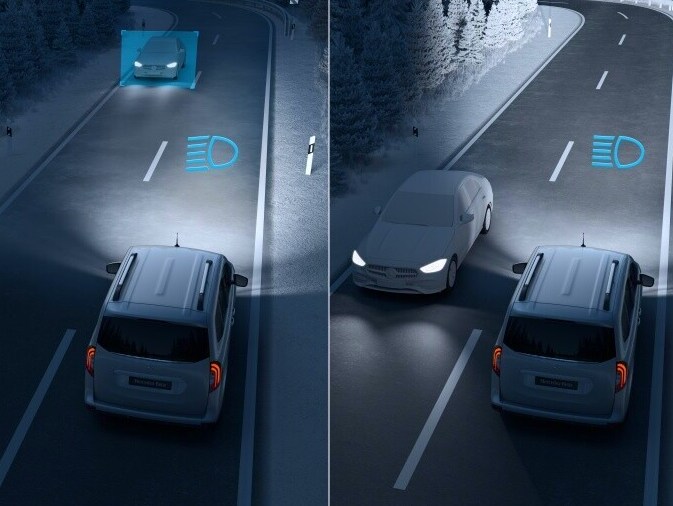 Asistente de luz de carretera para la Clase T de Mercedes-Benz.