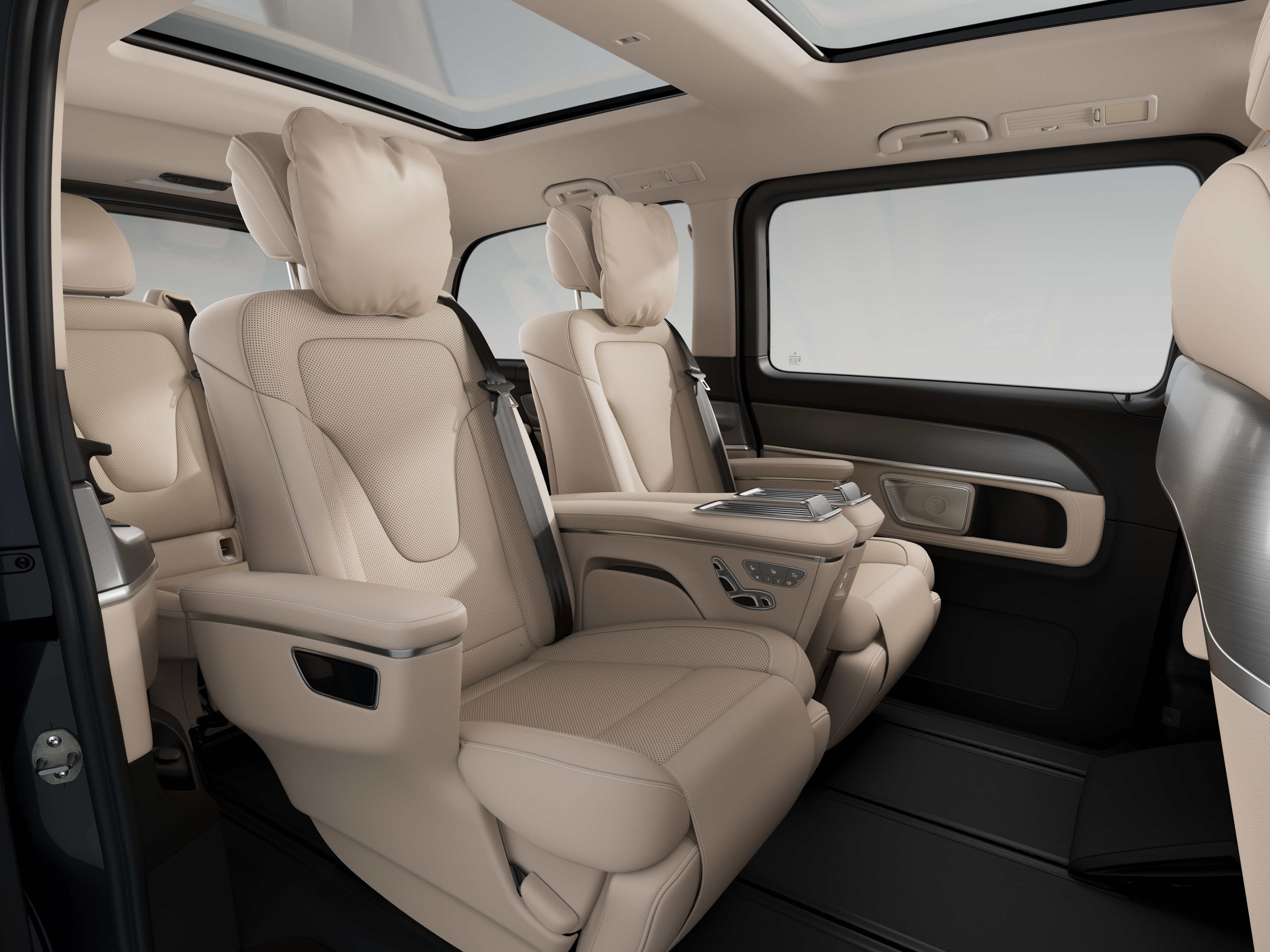 Asiento de lujo primera fila, a izquierda y derecha de la Clase V de Mercedes-Benz.